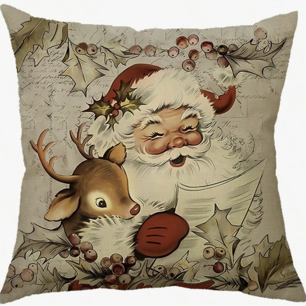 Housse de coussin Père Noël campagne