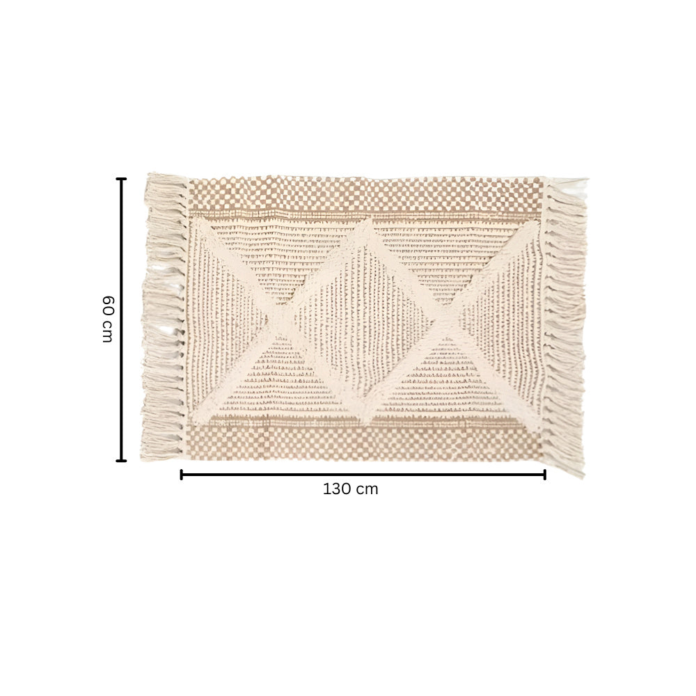 Tapis beige texturé à franges