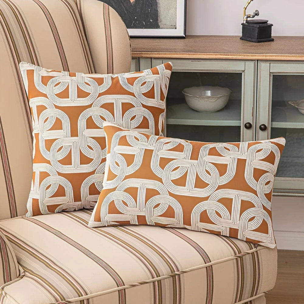 Housse de coussin motif entrelacs moderne – Bronze Weave