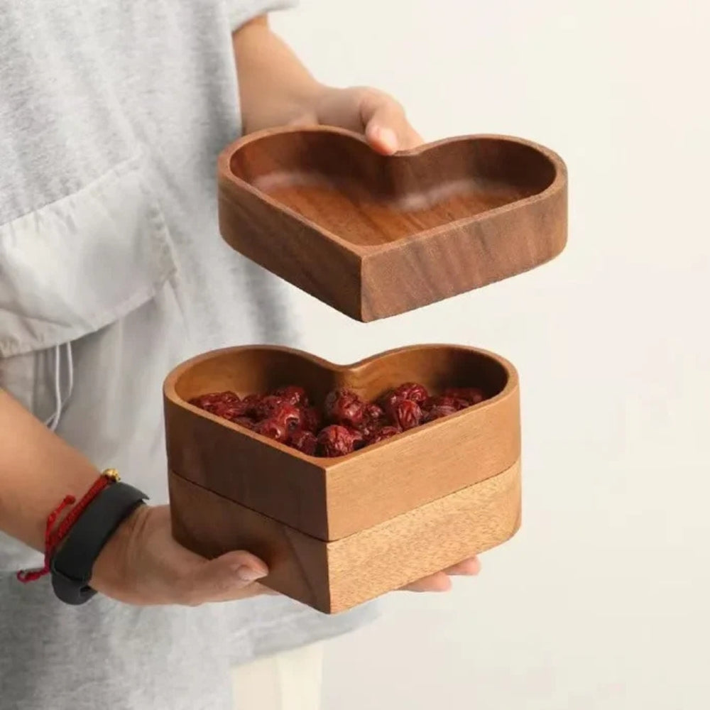 Collection de plateaux à snacks cœur rustique | 4 pièces