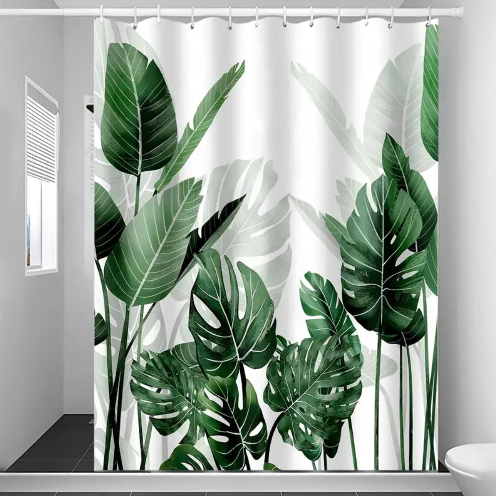 Rideau de douche feuilles de monstera – 71"Wx71"L