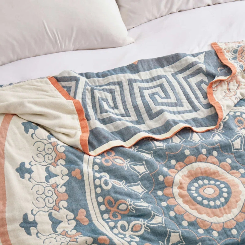 Plaid en coton mandala Santorin