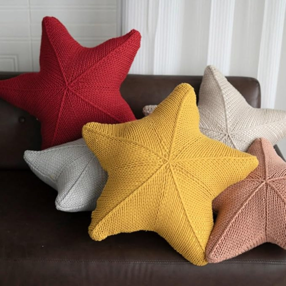 Coussin étoile de mer tricoté main
