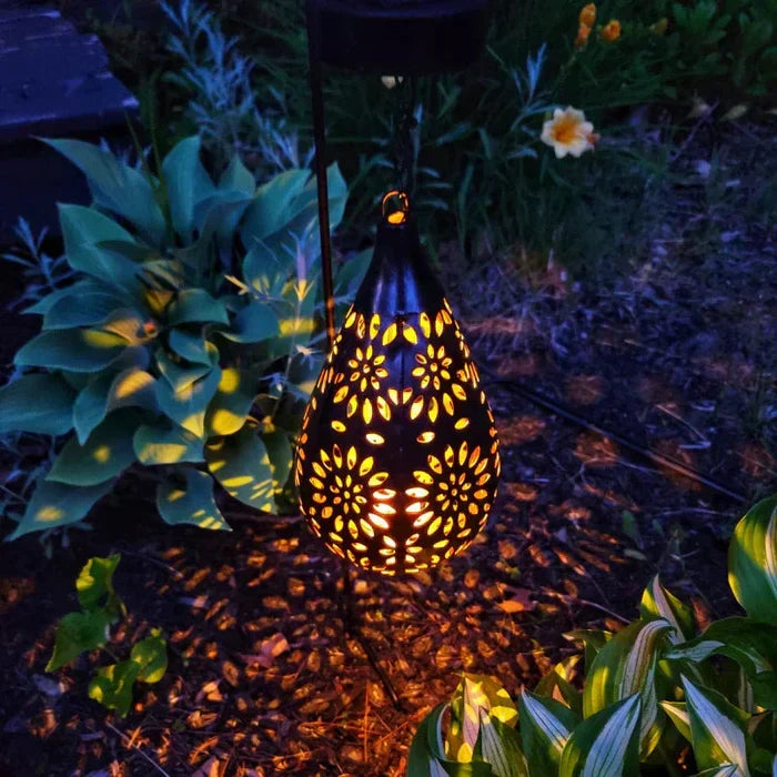 Lampe de jardin solaire a motif floral