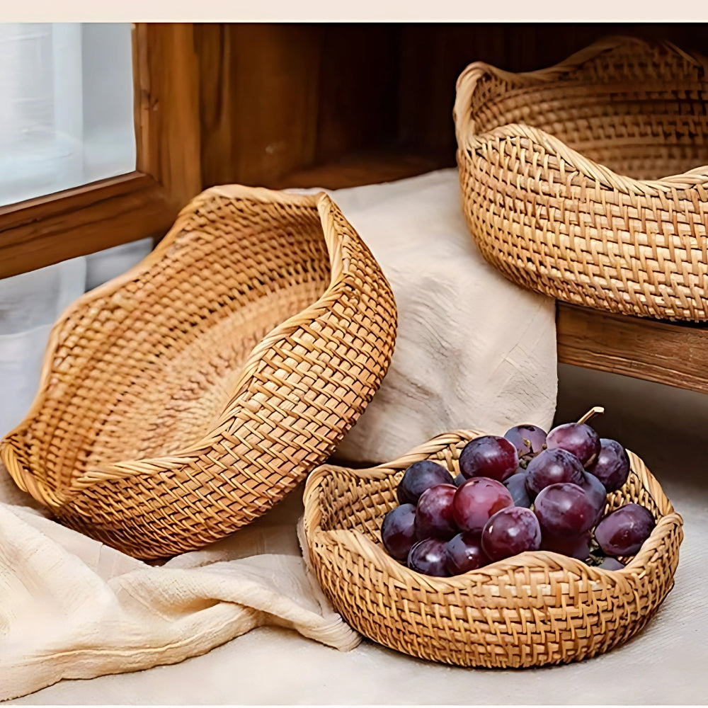 Panier en rotin tressé main