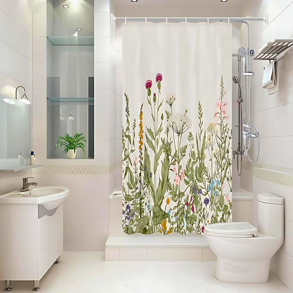 Rideau de douche imperméable motif végétal