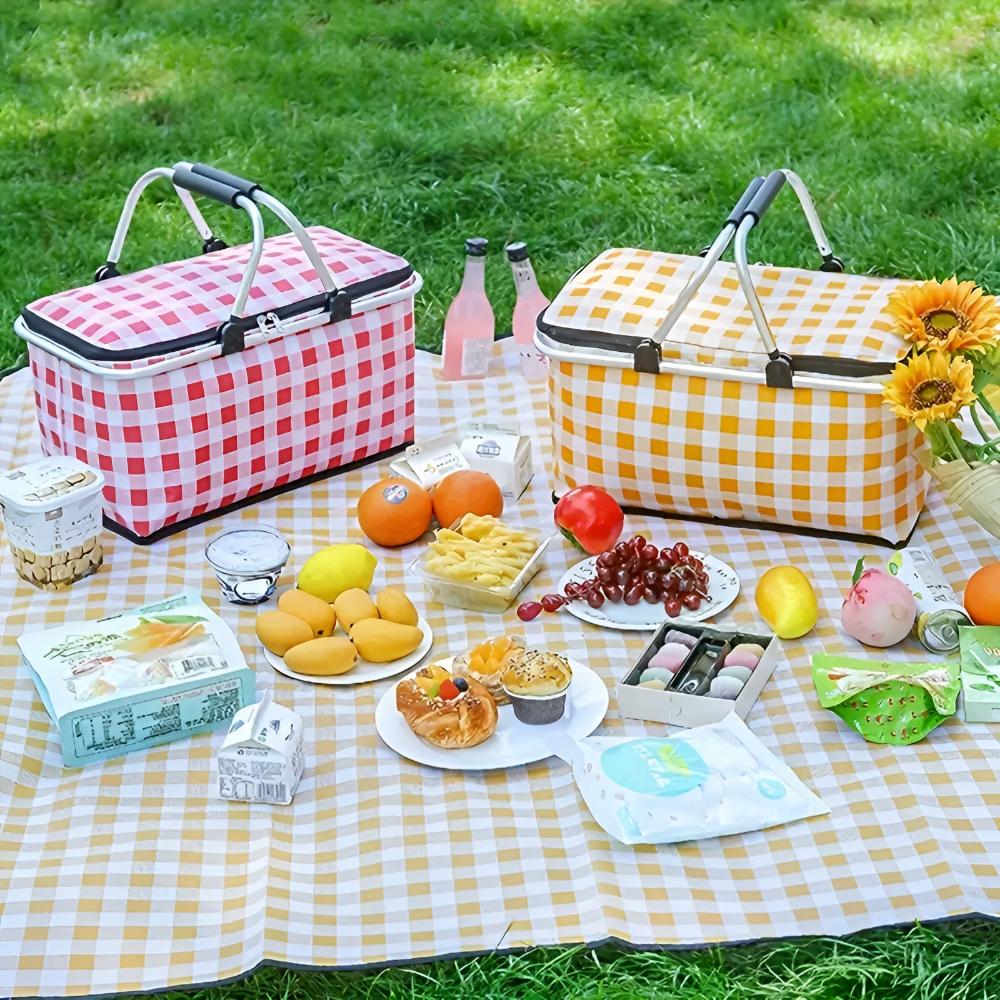 Panier de pique-nique pliable à carreaux