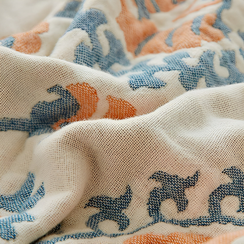 Plaid réversible en coton fleuri rustique