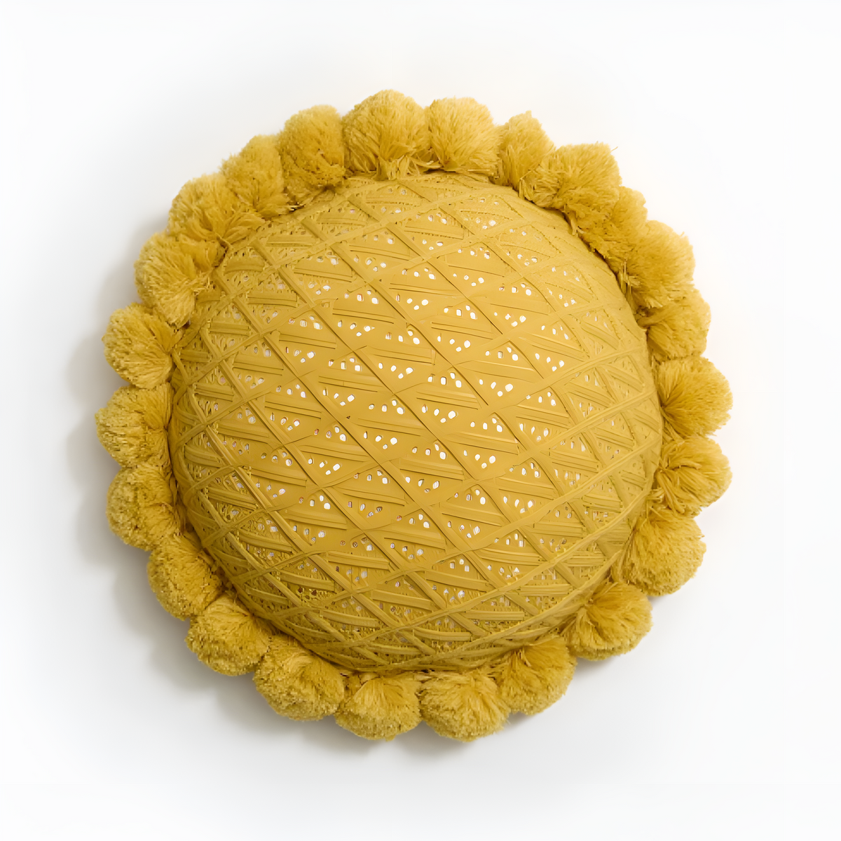 Coussin tournesol à pompons