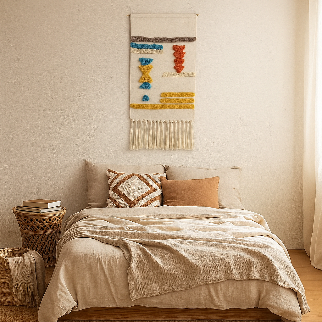 Tapisserie décorative colorée à franges – Rainbow