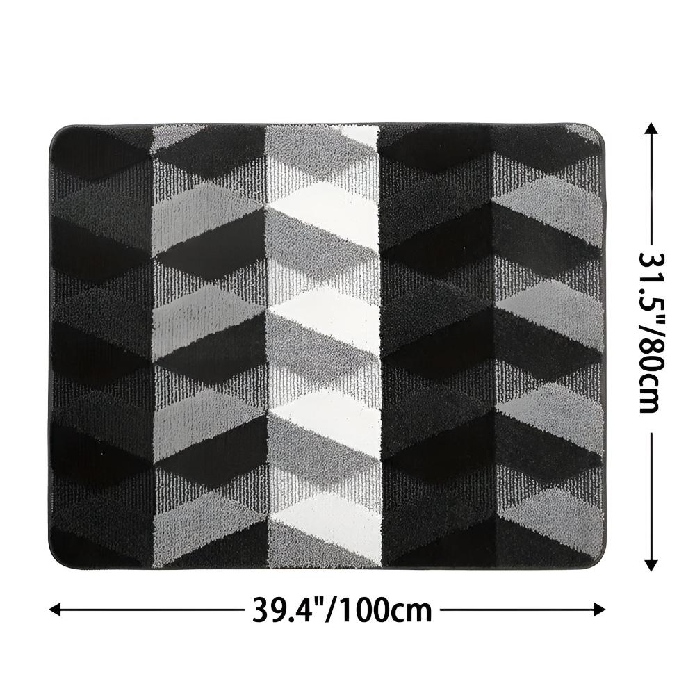 Tapis géométrique antidérapant en microfibre