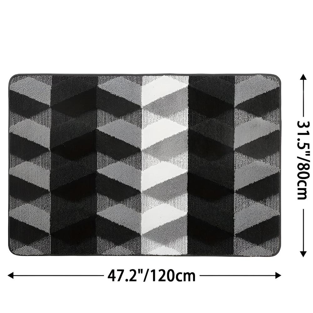 Tapis géométrique antidérapant en microfibre