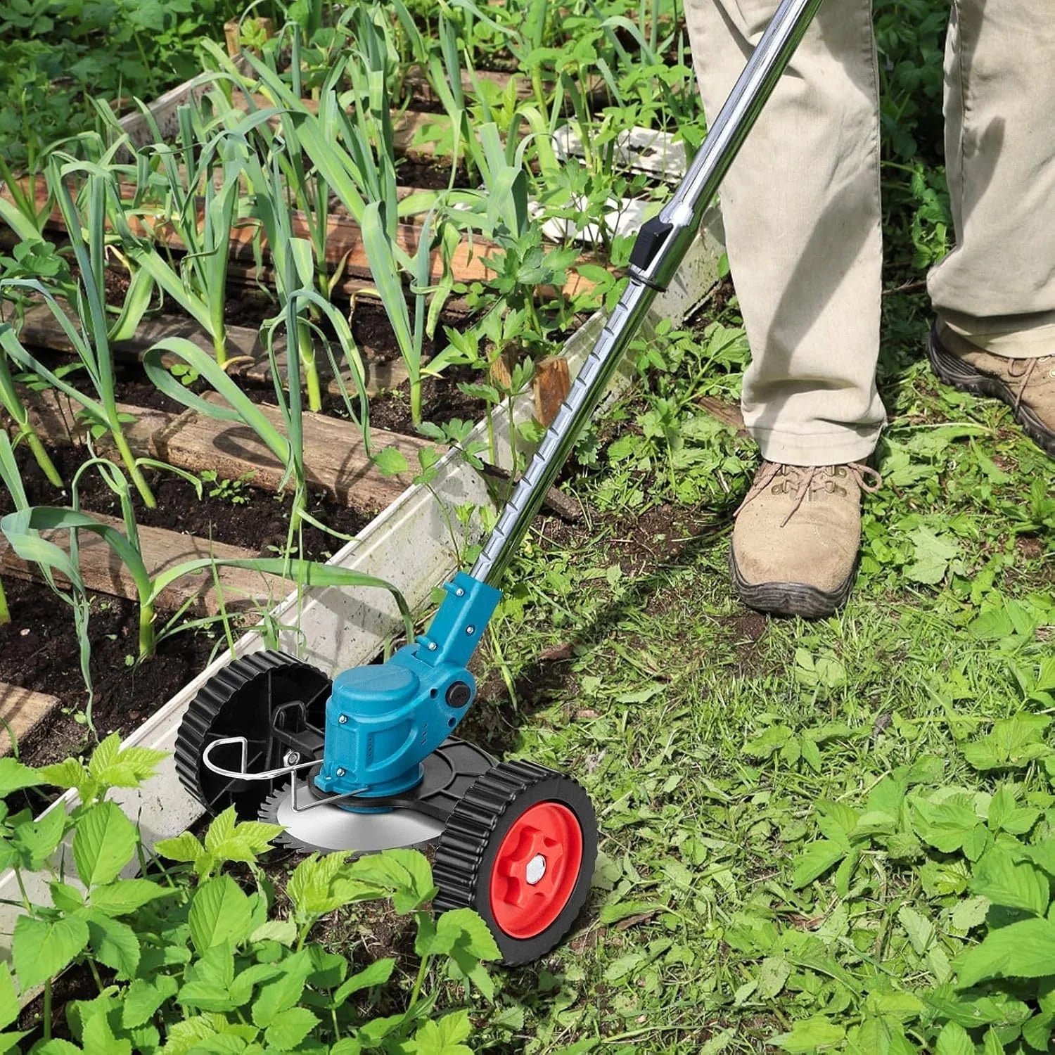 Coupe-Herbe Sans Fil Pliable 36V – Hauteur Réglable, Roues & 3 Types de Lames