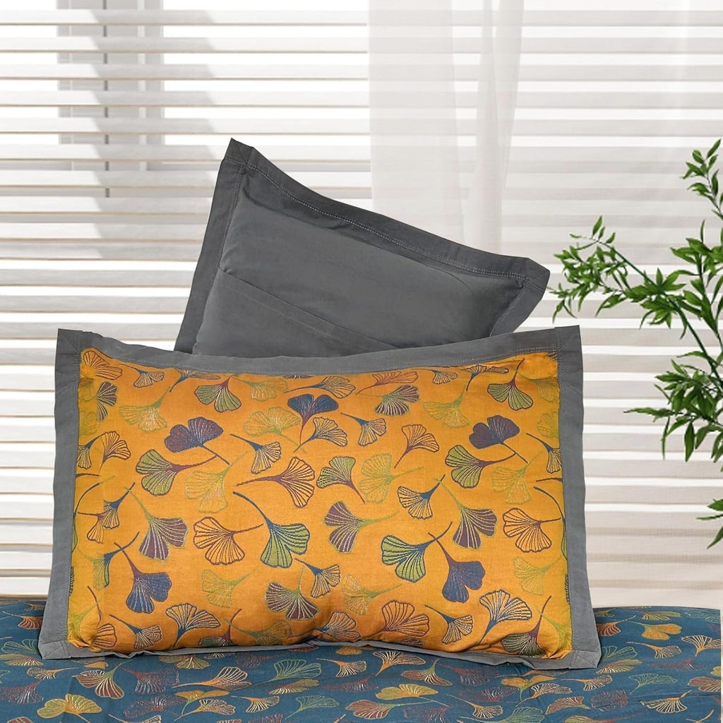 Taies d'oreiller en coton brodées feuilles de ginkgo – 20"x31"
