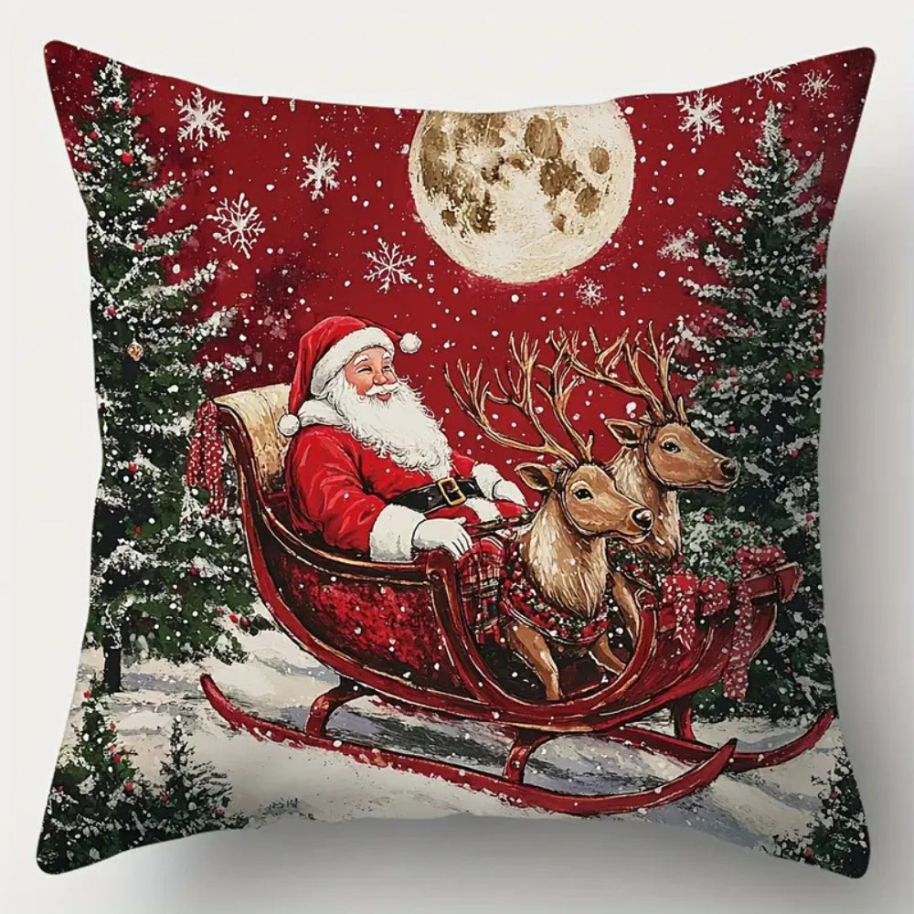 Housse de coussin traîneau du Père Noël