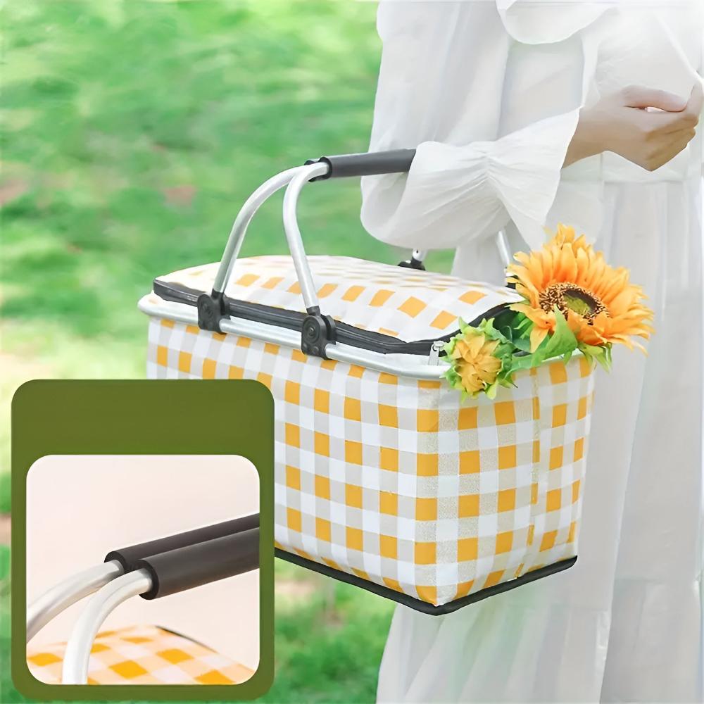 Panier de pique-nique pliable à carreaux