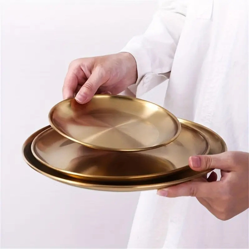 Assiettes de service dorées en inox – 5.5"