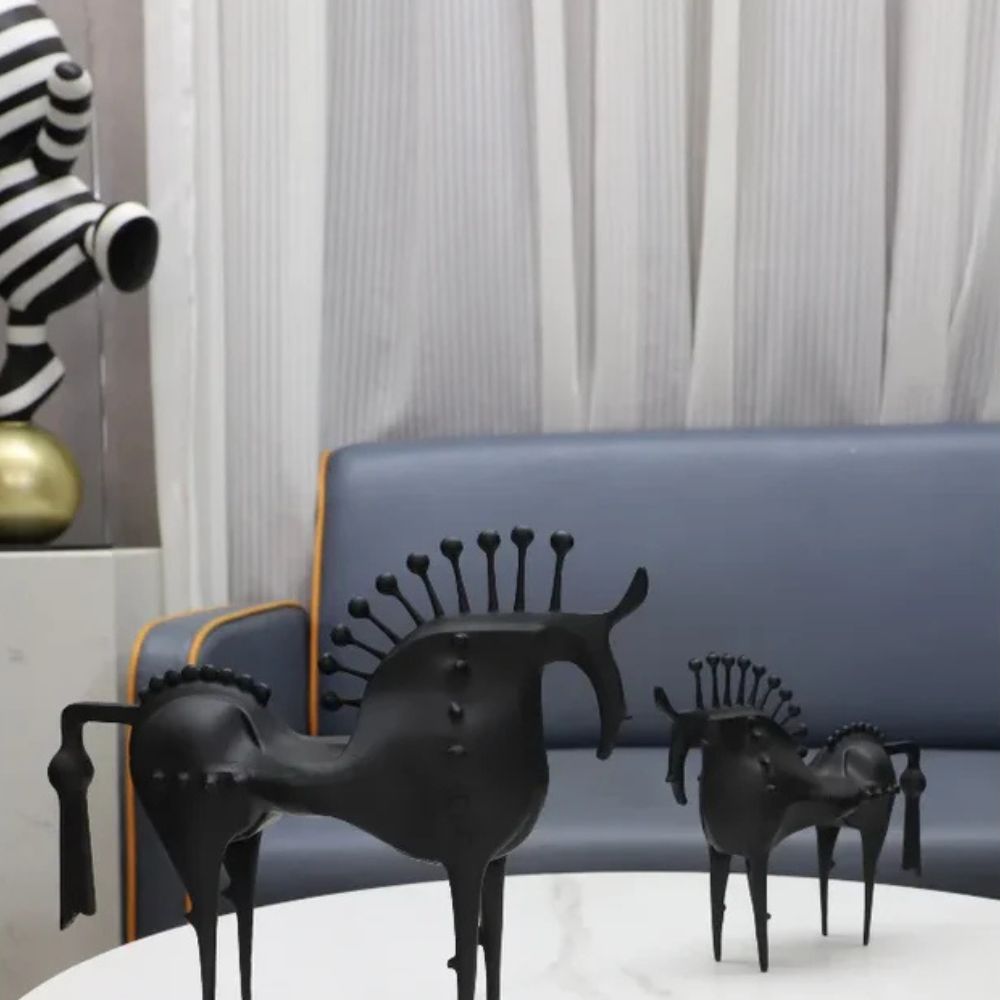 Sculpture cheval en métal Black Stallion