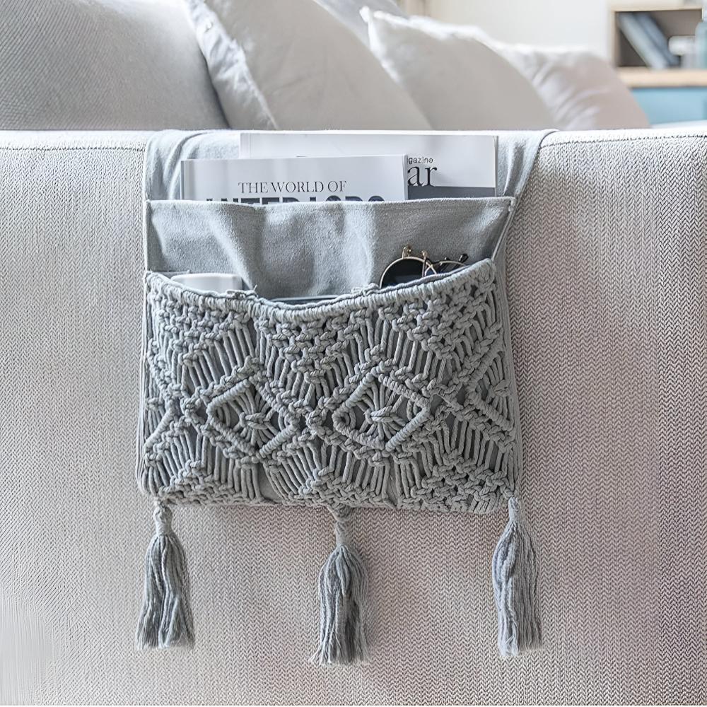 Panier de rangement boho fait main – Oatmeal