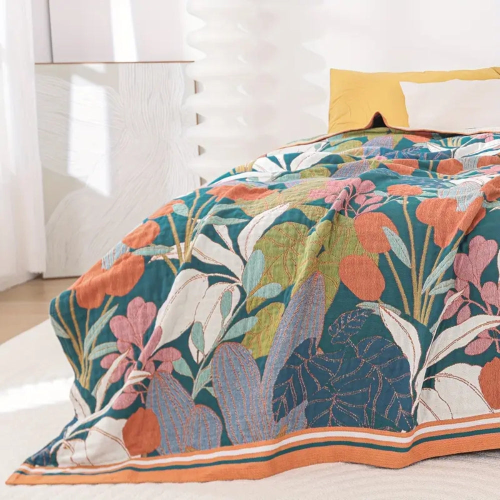 Plaid en gaze de coton inspiration jardin
