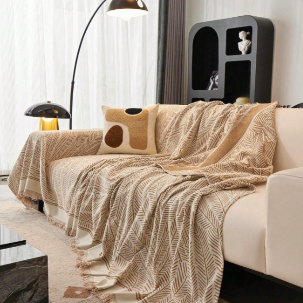 Housse de canapé luxueuse motif feuilles