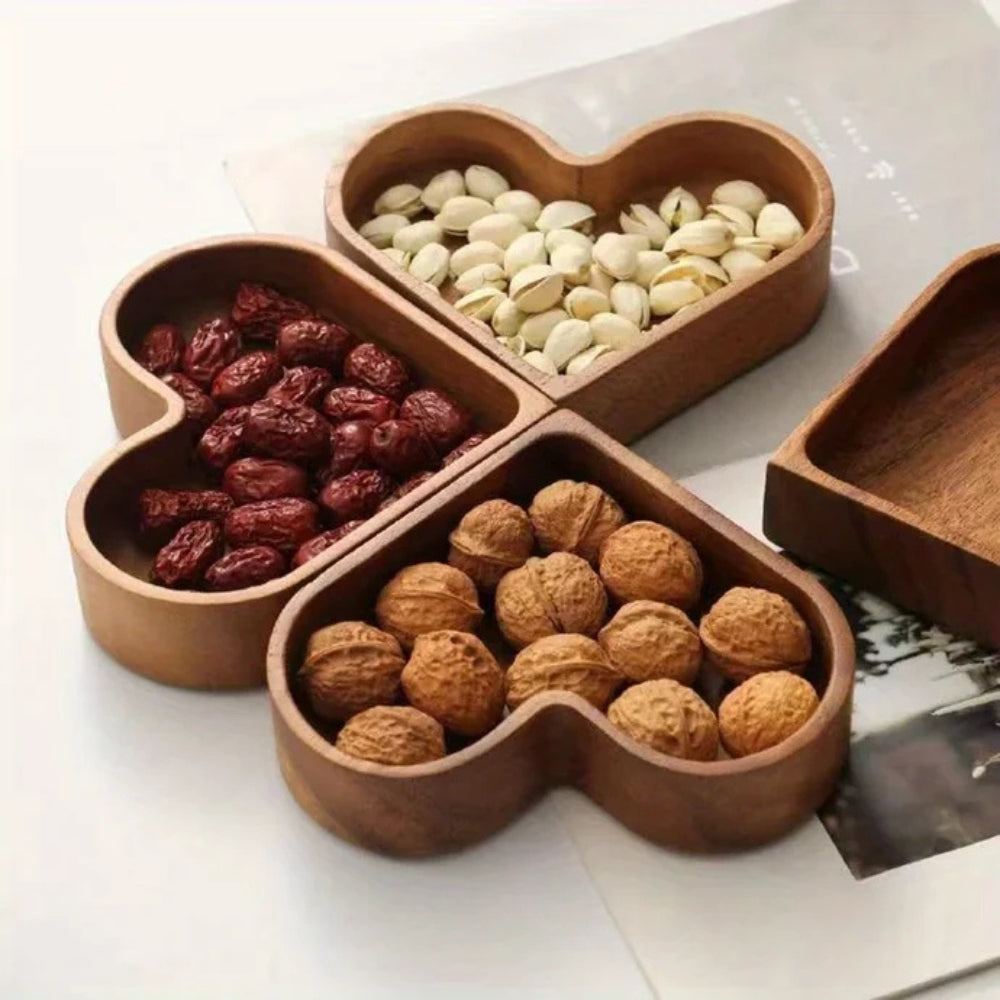 Collection de plateaux à snacks cœur rustique | 4 pièces