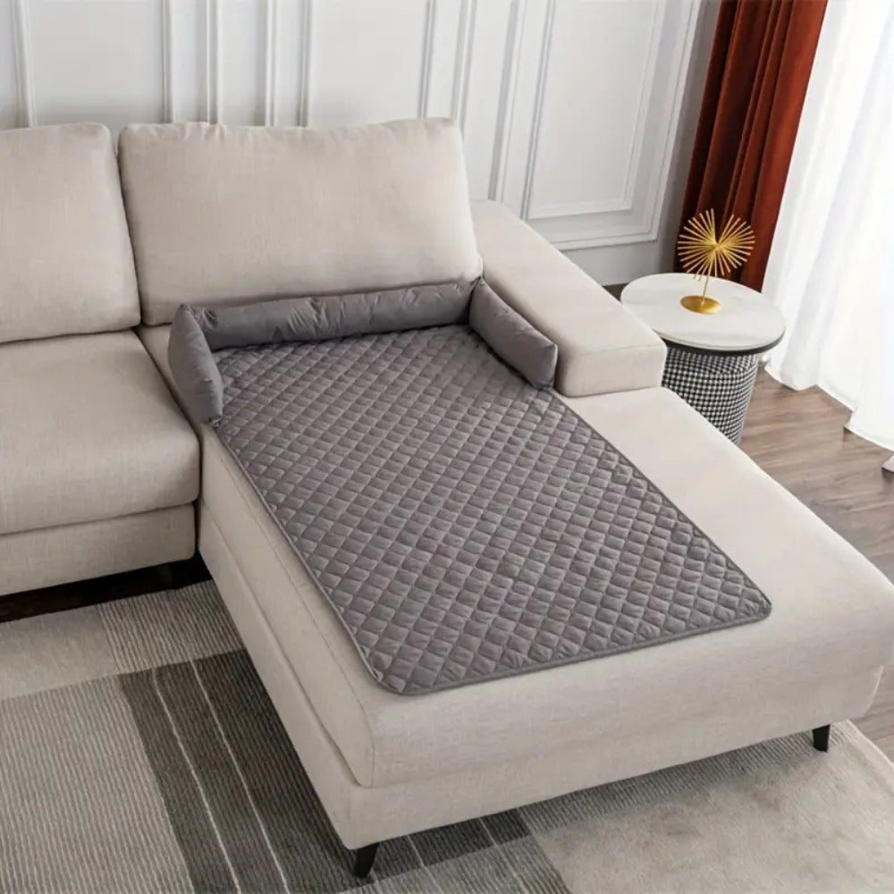 Housse de protection matelassée à rebords pour animaux – Gris clair