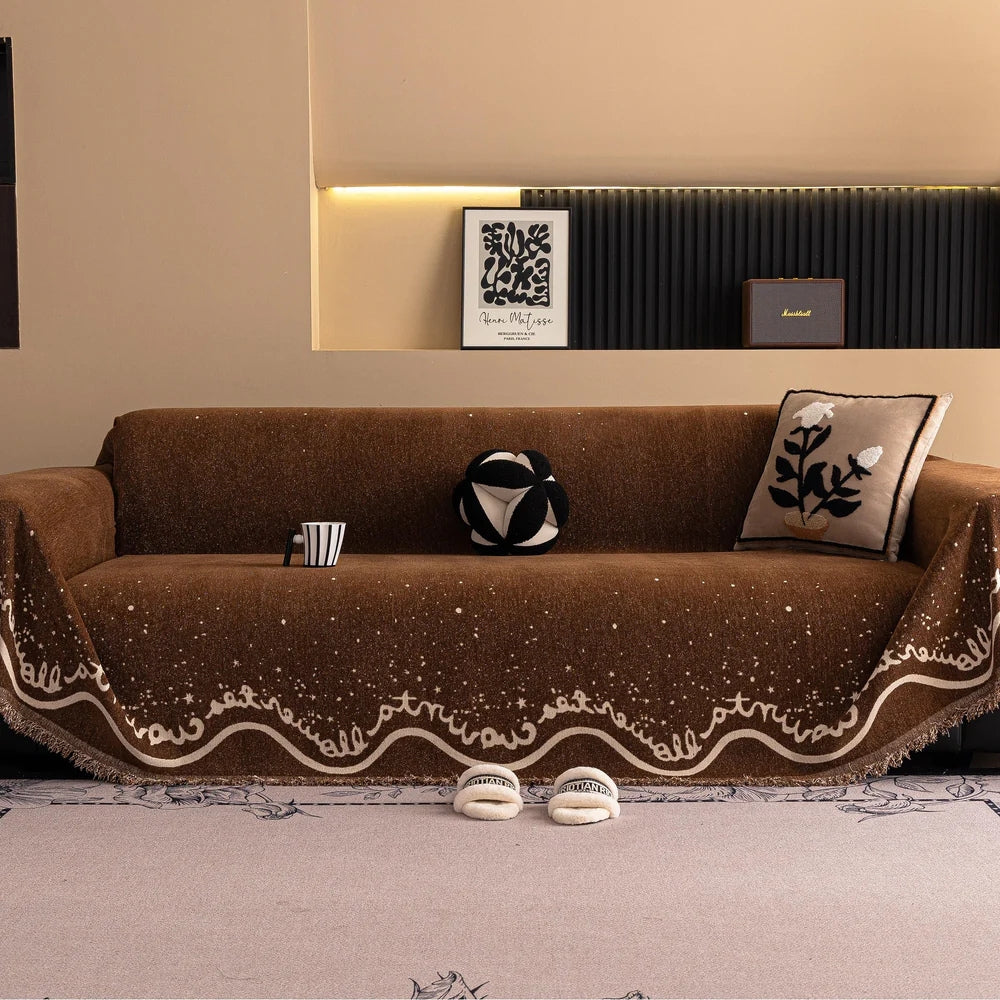Housse de canapé en chenille écriture scintillante – Chocolate Glimmer