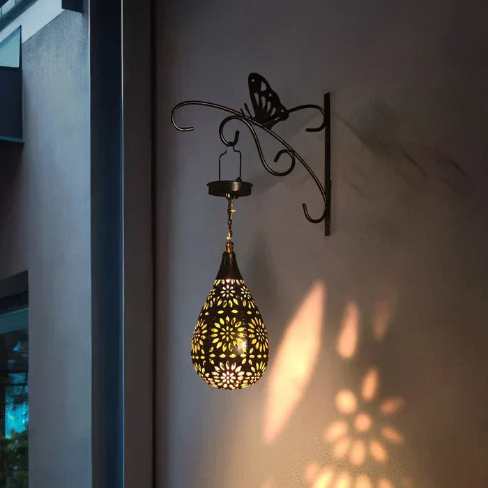 Lampe de jardin solaire a motif floral