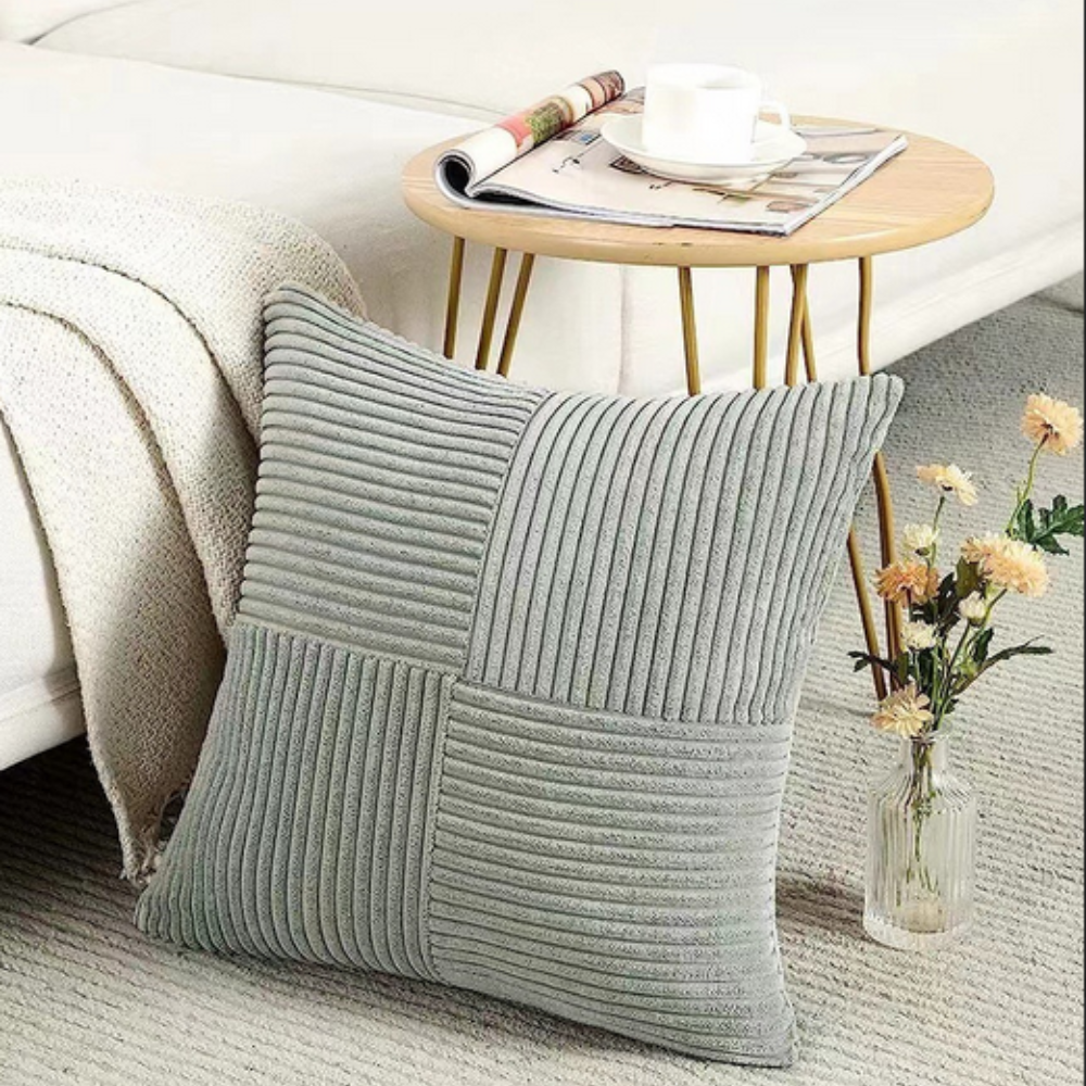 Housse de coussin rustique en velours côtelé