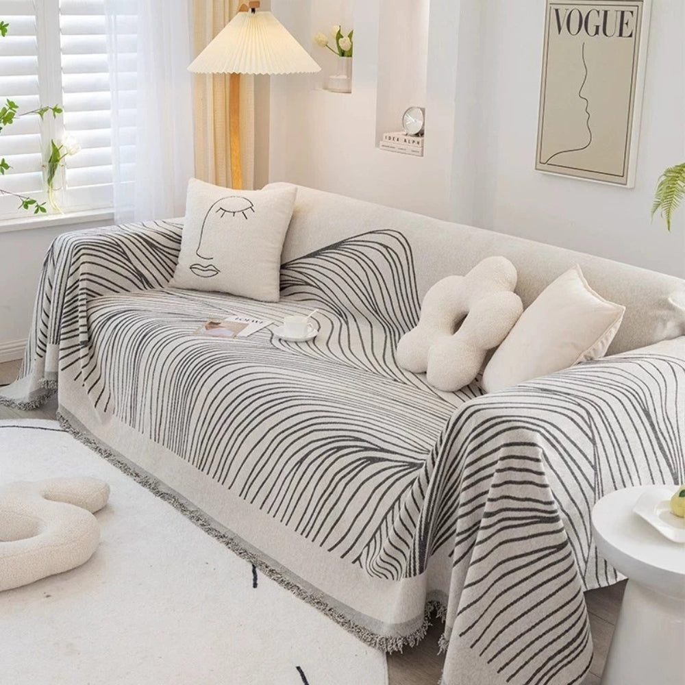 Housse de canapé en chenille Calista Wave