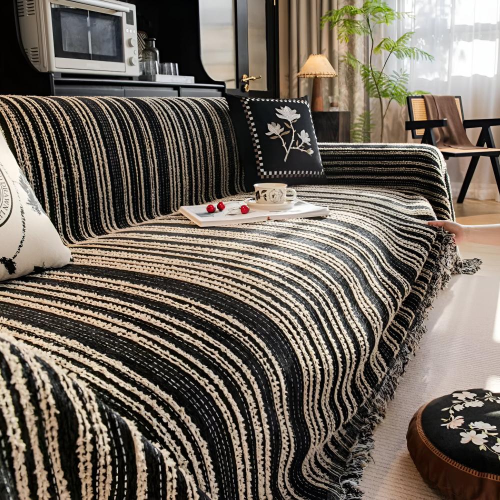 Housse de canapé en chenille à rayures – Ebony Pinstripe