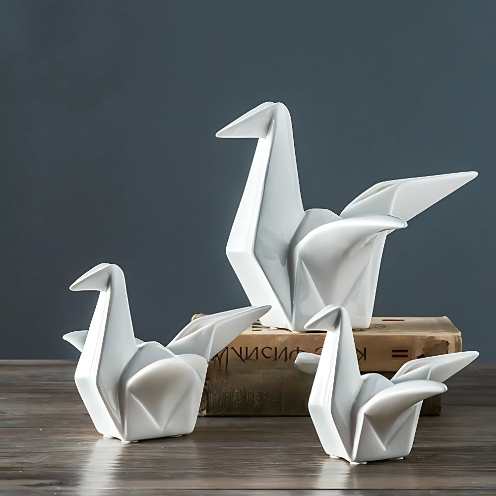 Statue oiseau en céramique inspirée de l'origami – Petit