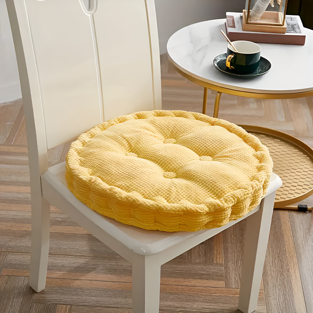 Galettes de chaise empilables en velours côtelé