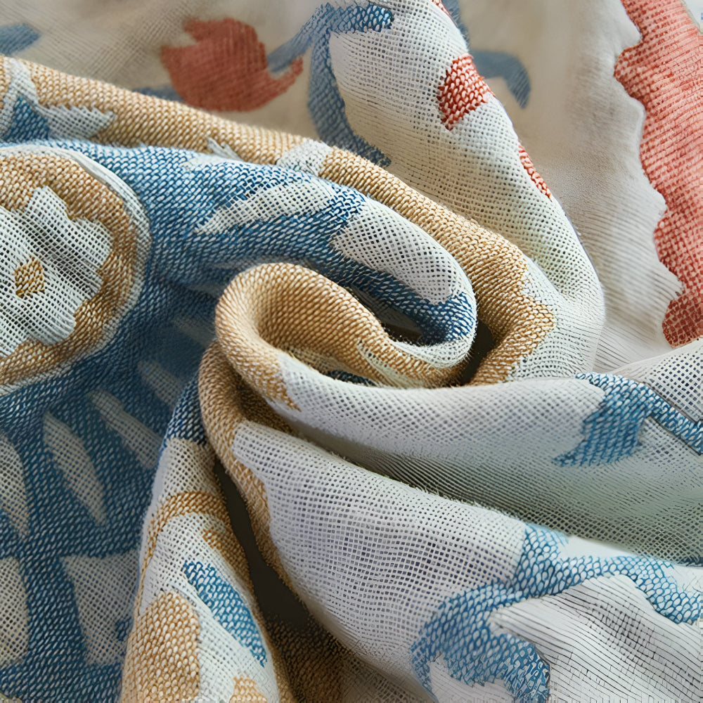 Plaid réversible en coton fleuri rustique