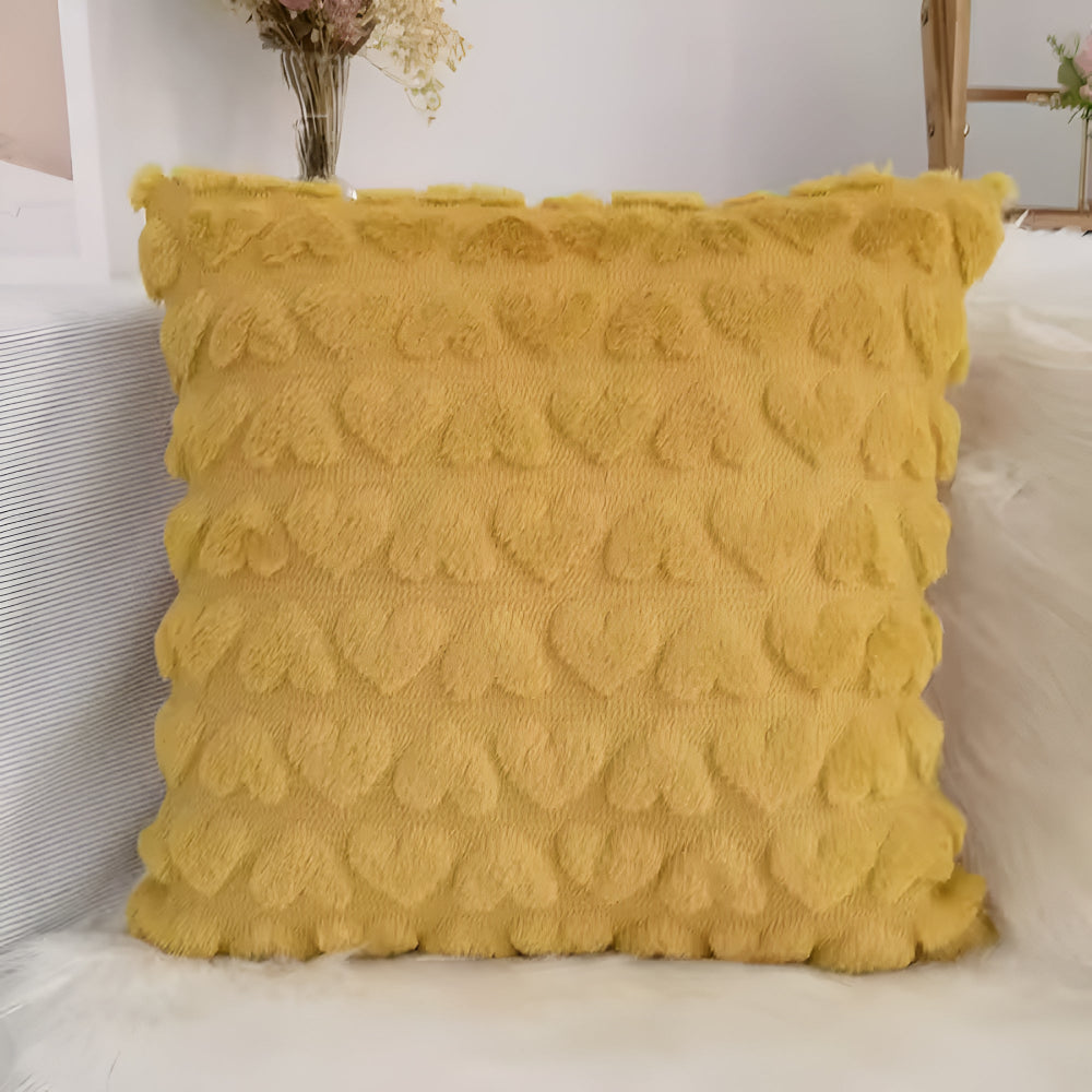 Housse de coussin cœur moelleuse