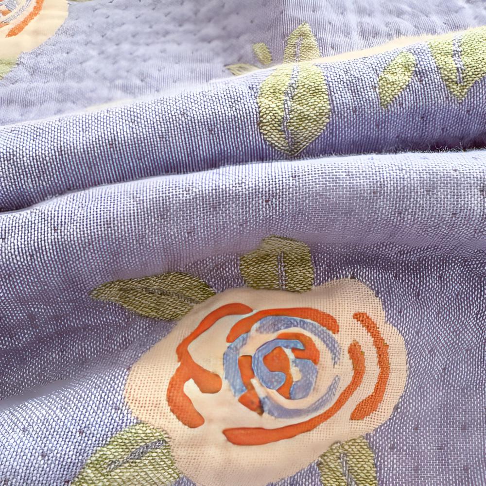 Plaid en gaze de coton nœuds et roses