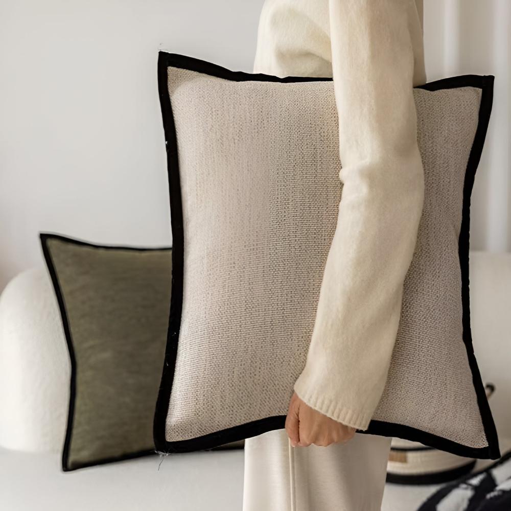 Housses de coussin d'inspiration vintage française – Noir Edge Retro Vert