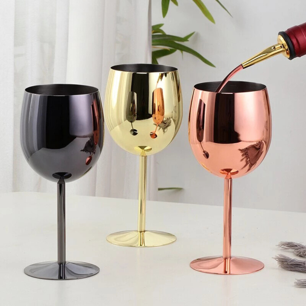 Verre à vin en inox brillant – Rose Doré