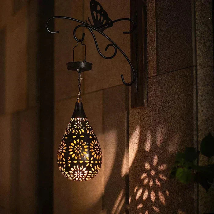 Lampe de jardin solaire a motif floral