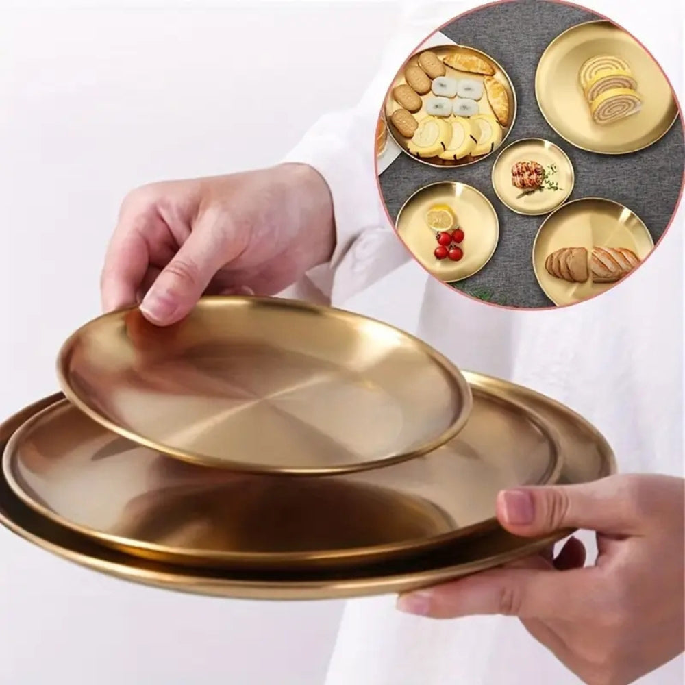 Assiettes de service dorées en inox