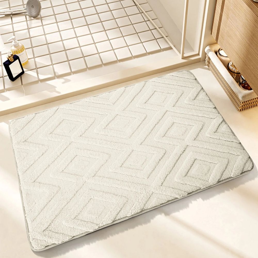 Tapis de bain jacquard à losanges
