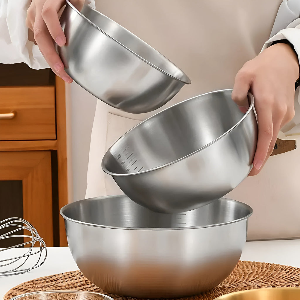 Set de 3 bols mélangeurs en inox