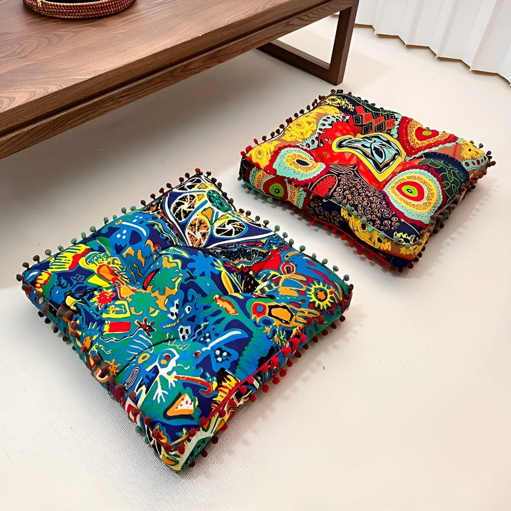 Coussin de sol carré style boho