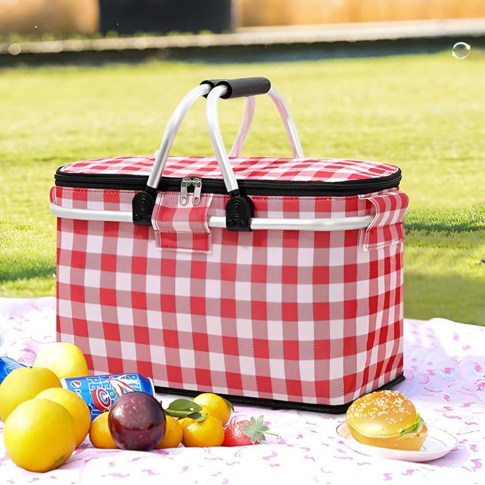 Panier de pique-nique pliable à carreaux