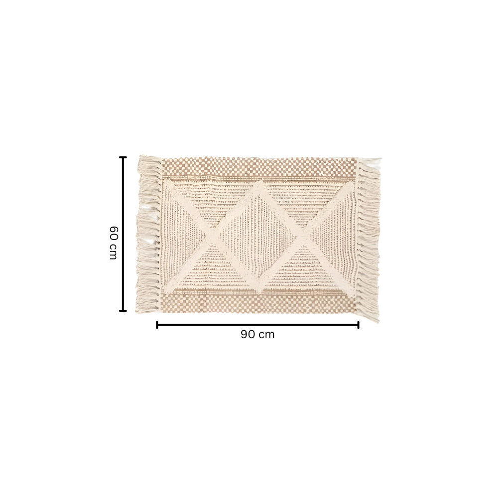 Tapis beige texturé à franges