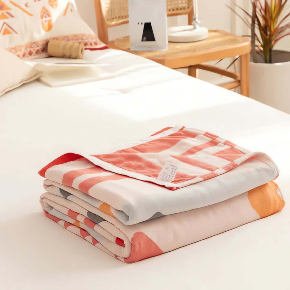 Plaid en coton quatre couches à chevrons