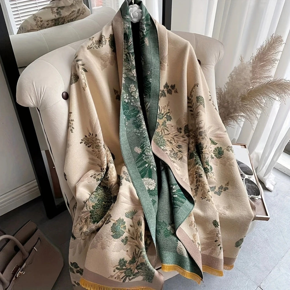 Écharpe double face fleurie Nuvé