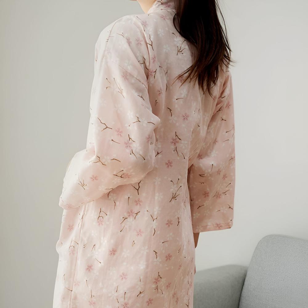 Peignoir en coton à fleurs pour femme