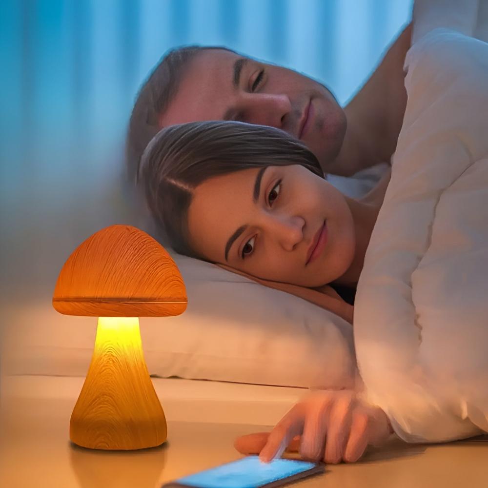 Lampe champignon en bois